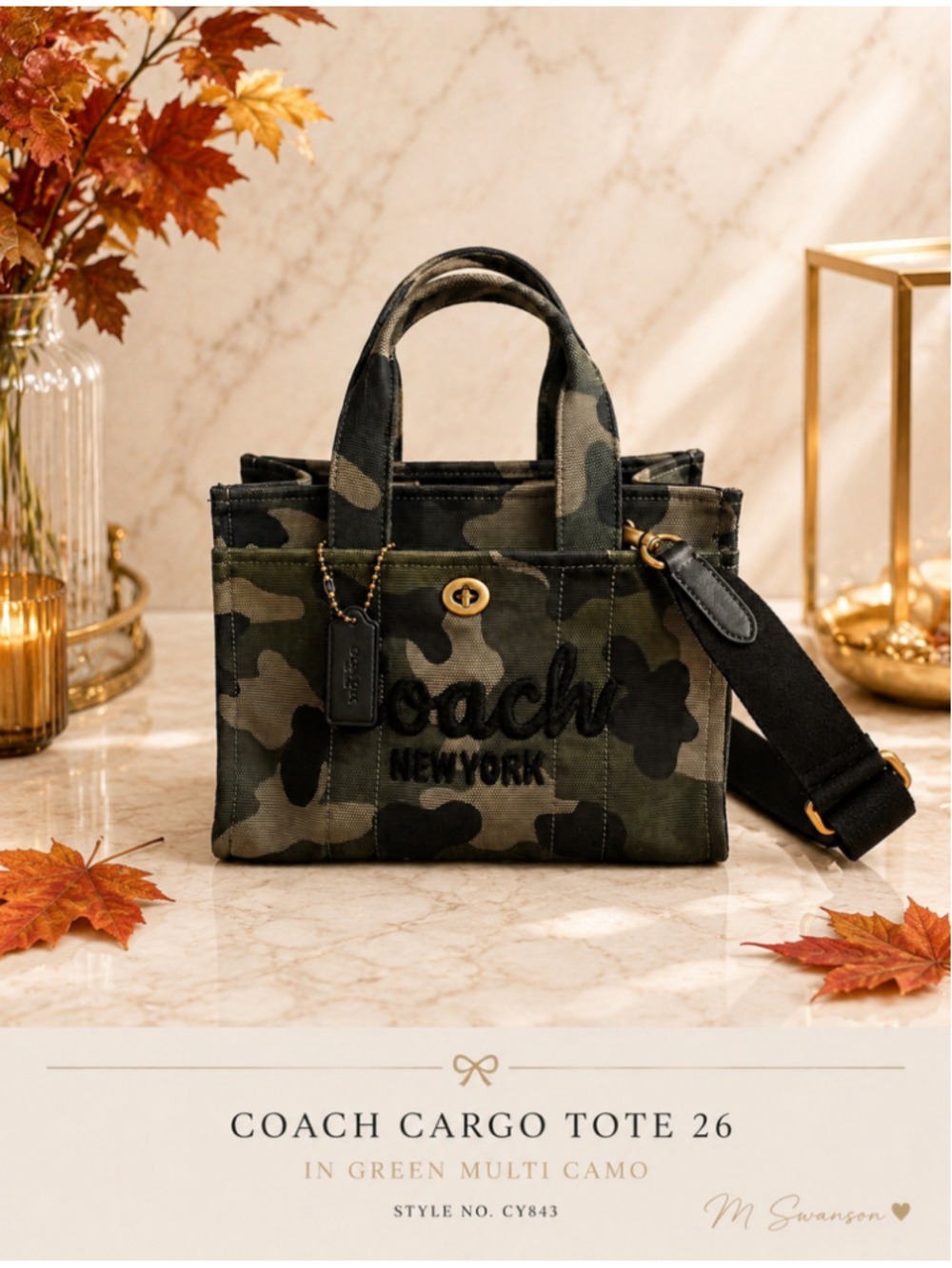 NEW Coach Cargo Tote 26 in Green Multi Camo Canvas | CY843 | NWOT
